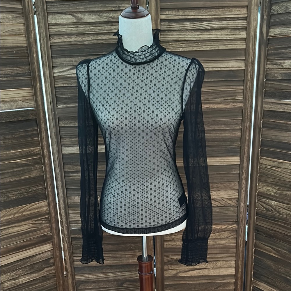 Elegant Black Sheer Lace Top